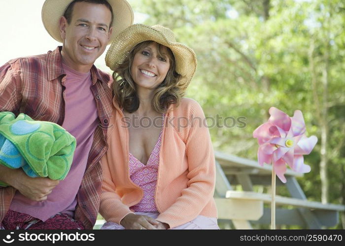 Portrait of a mature couple sitting together and smiling