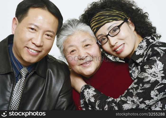 Portrait of a mature couple with a senior woman