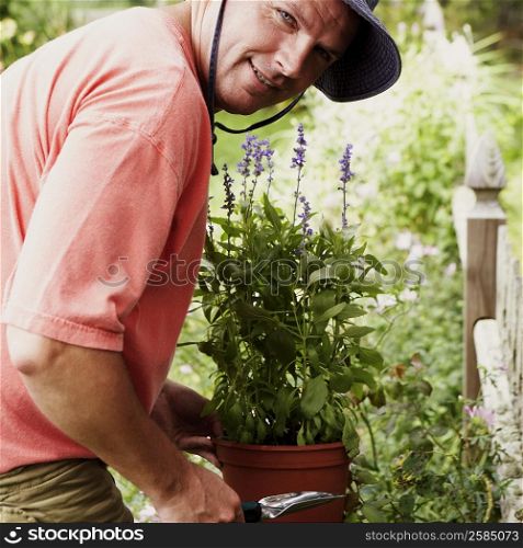 Portrait of a mature man gardening