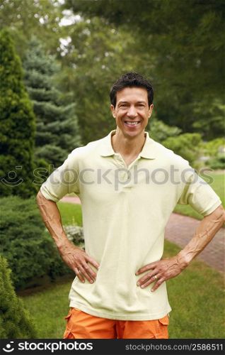 Portrait of a mature man smiling in a park