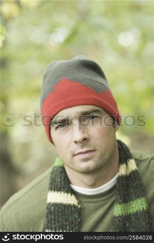 Portrait of a mature man wearing a knit hat