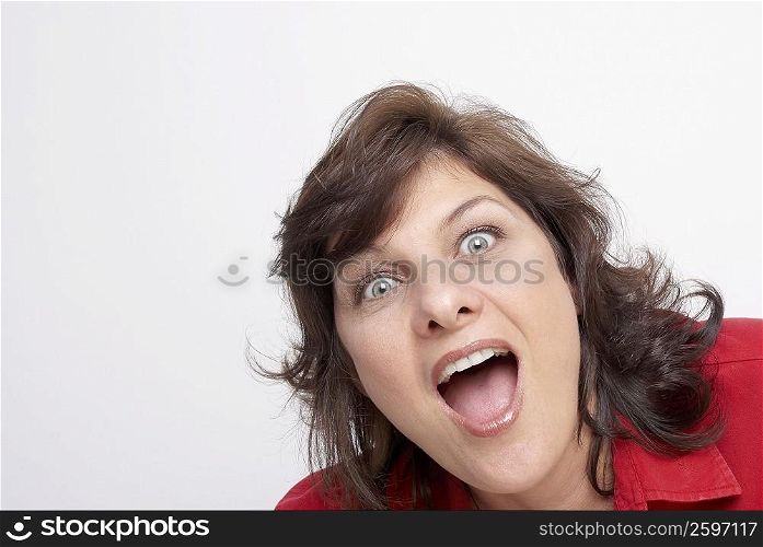 Portrait of a mature woman shouting