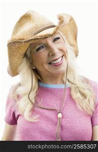 Portrait of a mature woman wearing a sunhat