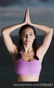 Portrait of a mid adult woman performing yoga