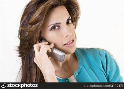 Portrait of a mid adult woman talking on a mobile phone