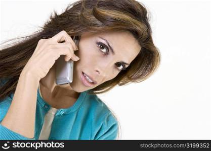 Portrait of a mid adult woman talking on a mobile phone