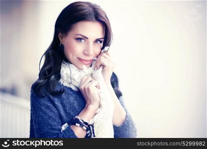 Portrait of a nice sensual girl outdoors over bright sun light background, vintage style picture, fashion model