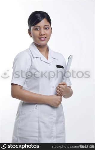 Portrait of a nurse with a clipboard