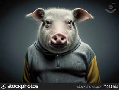 Portrait of a pig in sportswear, realistic, fitness athlete, generative ai