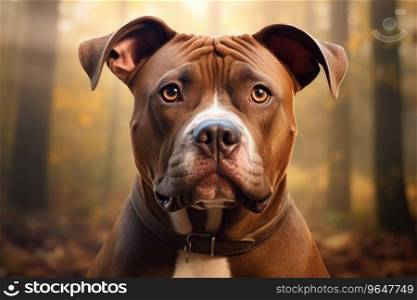 Portrait of a pit bull dog.
