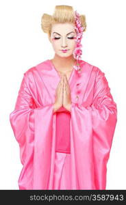 Portrait of a praying geisha