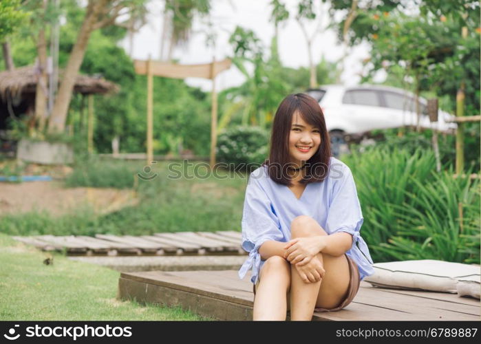 Portrait of a pretty happy woman, smiling