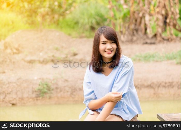 Portrait of a pretty happy woman, smiling
