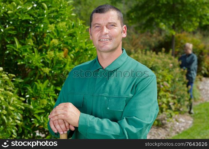 portrait of a professional male mature gardener