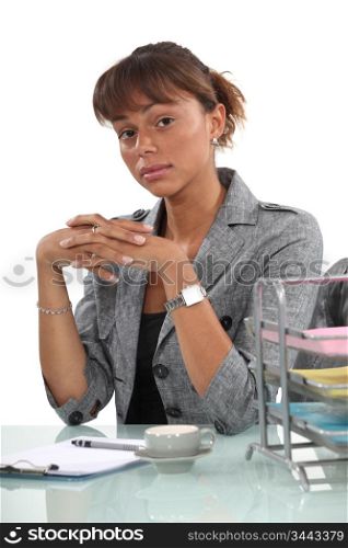 Portrait of a receptionist at work