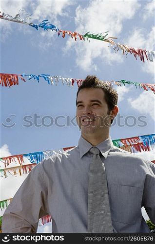 Portrait of a salesman, outdoors