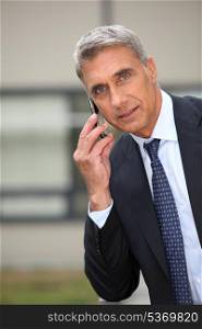 Portrait of a senior businessman talking on phone
