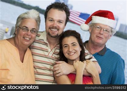 Portrait of a senior couple smiling with their family