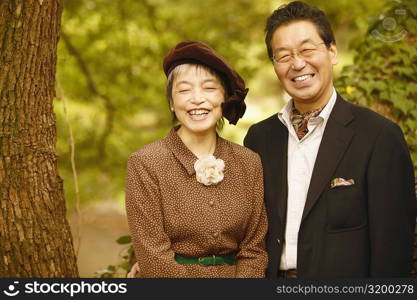 Portrait of a senior man and a mature woman smiling