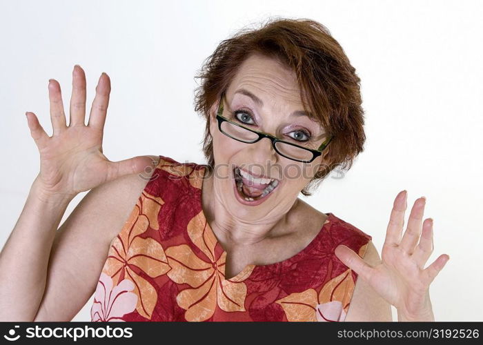 Portrait of a senior woman making a face