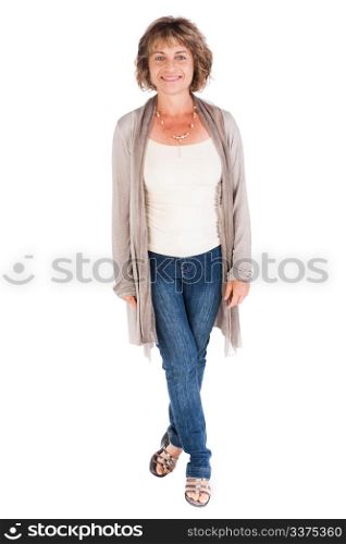 Portrait of a smiling senior woman isolated over white background..