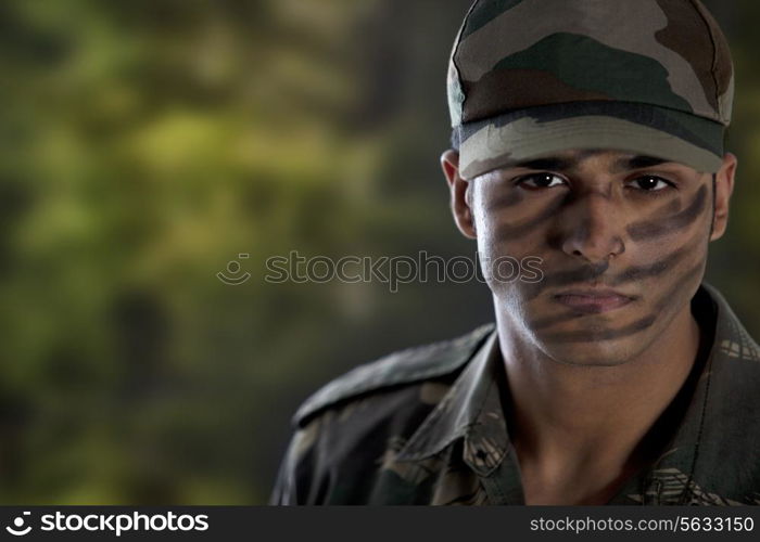 Portrait of a soldier in military uniform