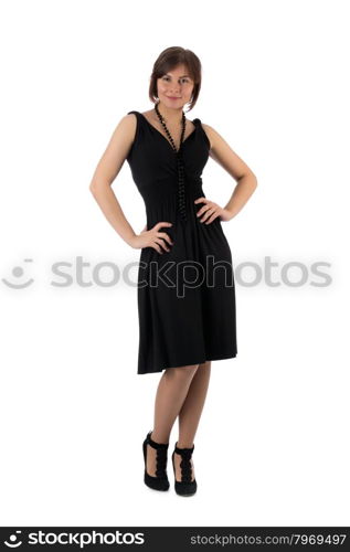 Portrait of a stunning young woman posing in little black dress