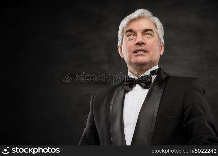 Portrait of a successful mature business man smiling - Copyspace