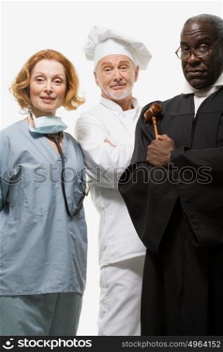 Portrait of a surgeon a chef and a judge
