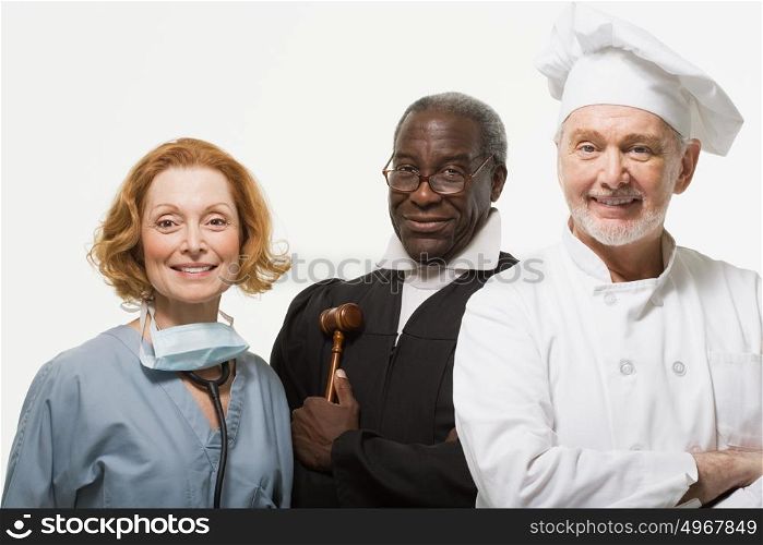 Portrait of a surgeon a judge and a chef