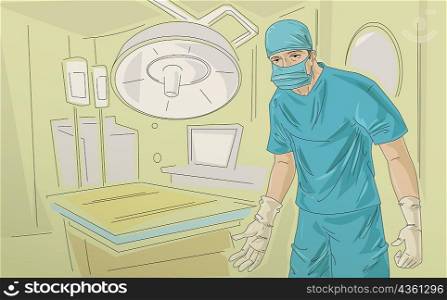 Portrait of a surgeon standing in an operating room