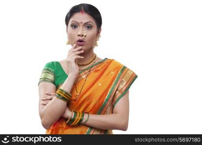 Portrait of a surprised Maharashtrian woman