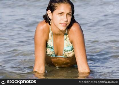 Portrait of a teenage girl in the sea