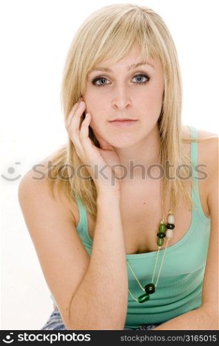 Portrait of a teenage girl looking serious