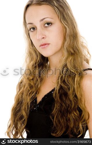 Portrait of a teenage girl looking serious