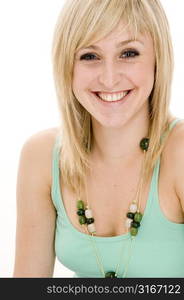 Portrait of a teenage girl smiling in a bikini