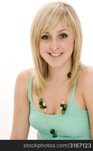 Portrait of a teenage girl smiling in a bikini