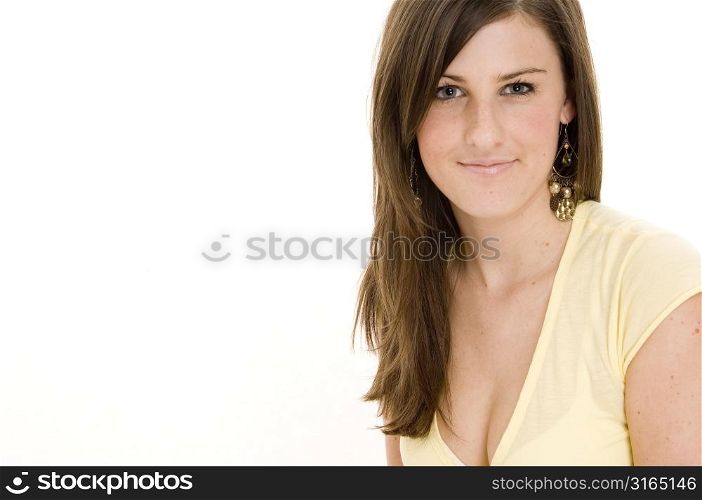 Portrait of a teenage girl smirking