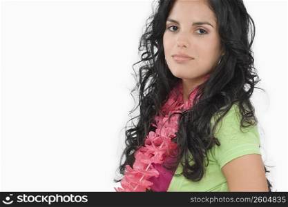 Portrait of a teenage girl wearing a garland