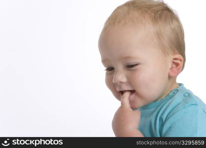 Portrait Of A Toddler Boy With A Wavering Expression With Space For Text