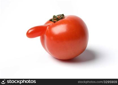 Portrait Of A Tomato With A Large Nose On White Background
