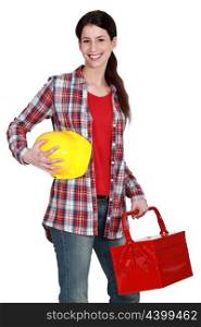 Portrait of a tradeswoman arriving at work