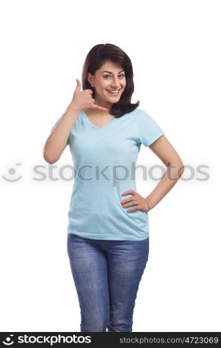 Portrait of a woman gesturing