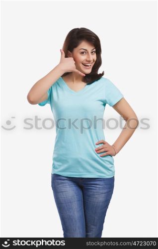 Portrait of a woman gesturing