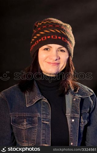 portrait of a woman in a knitted hat