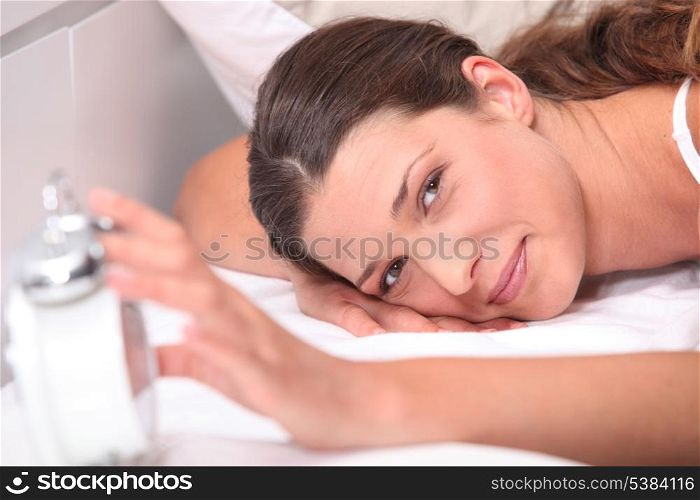 portrait of a woman in bed