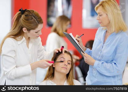 portrait of a woman in make-up training