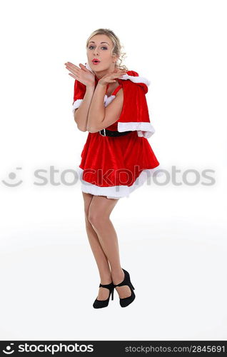 portrait of a woman in Santa Claus costume