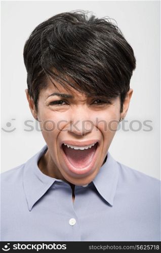 Portrait of a woman shouting