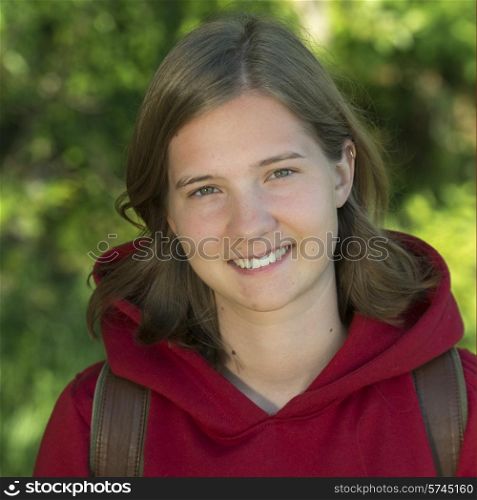 Portrait of a woman smiling, Lake of The Woods, Ontario, Canada
